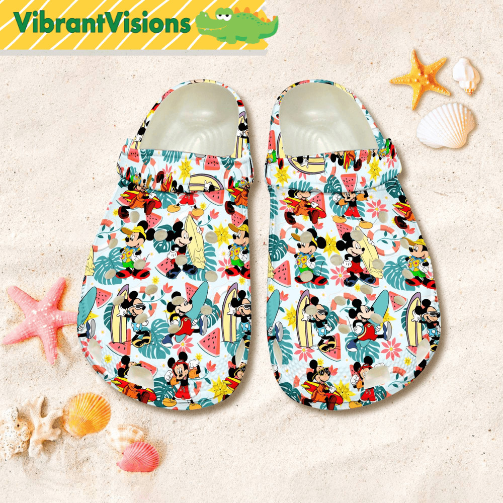 Tropical Mickey Mouse Surf Shoes Mickey Shoes Mickey Aloha Summer Clog Shoes Summer Beach Shoes Dis 0