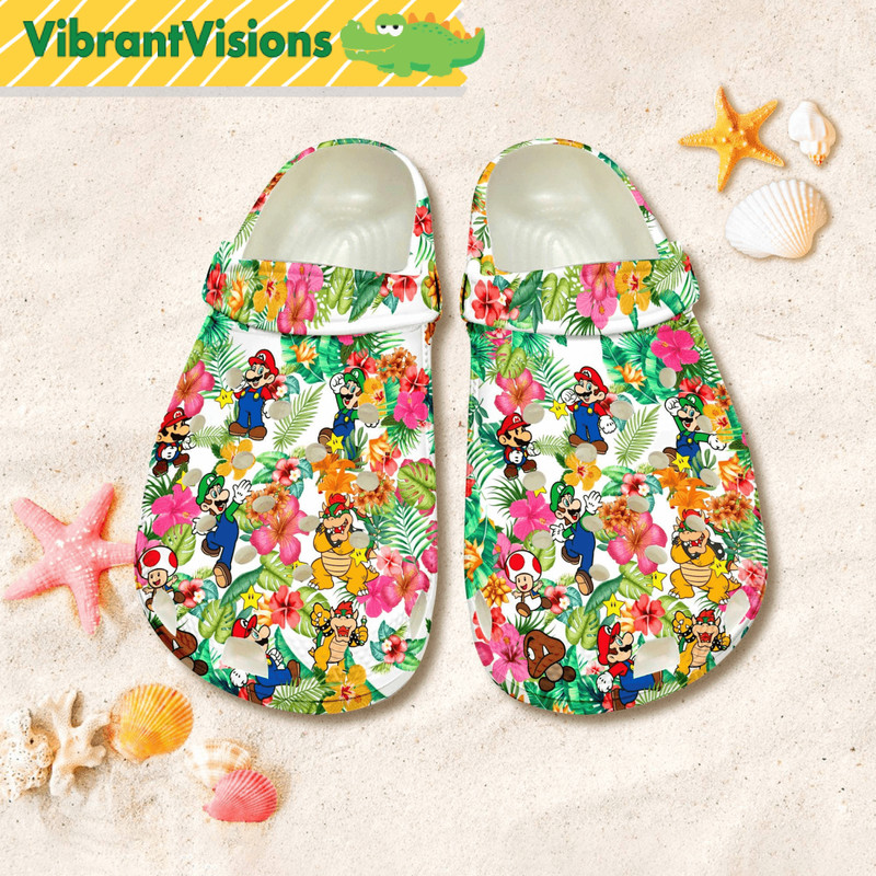 Super Mario Clog Shoes Mario And Luigi Sandal Shoes Gift For Women Mario Bros Tropical Shoes Summer 0