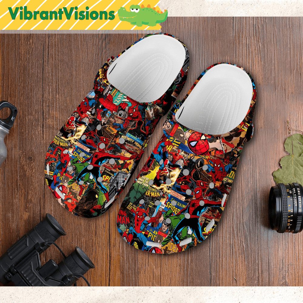 Spider Man Shoes Peter Parker Comic Book Shoes Spiderman Clog Shoes Spidey Beach Shoes Superhero Sh 2