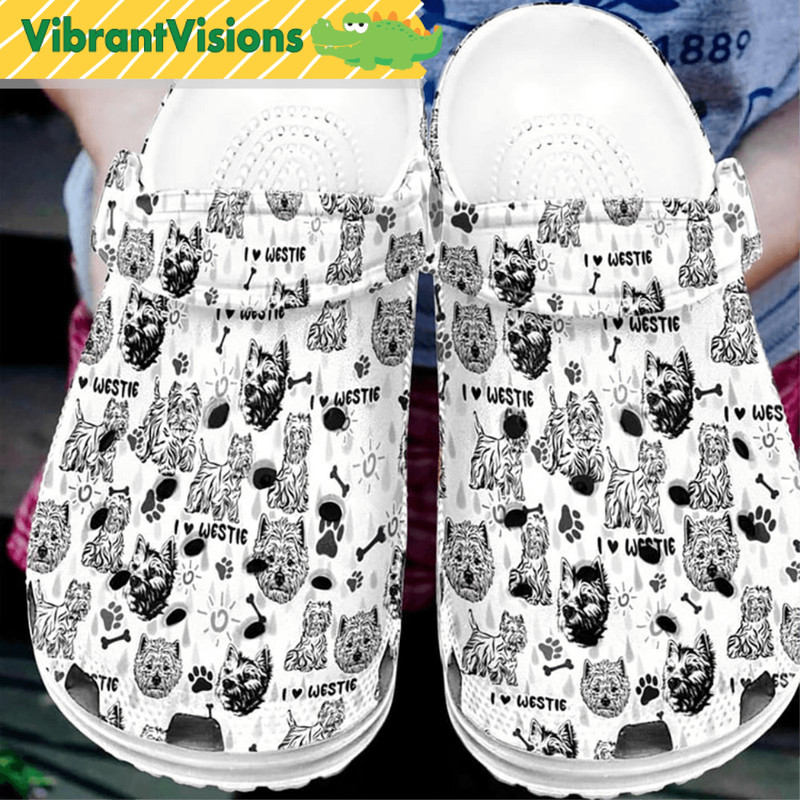 White Yorkshire Terrier Crocs Shoes 0