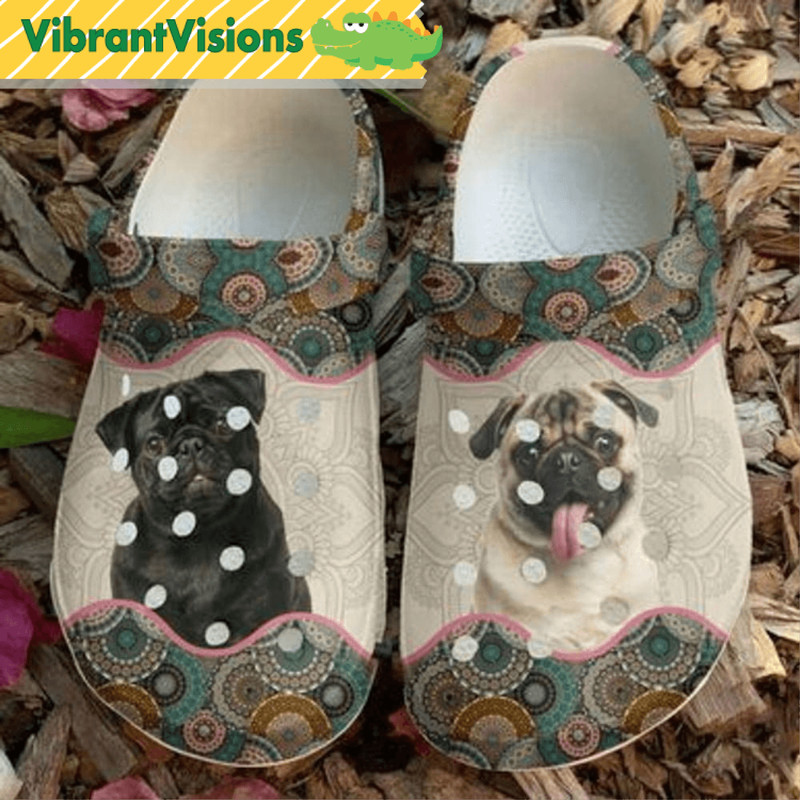 Pug Puppies Bohemian Mandala Pattern Dog In Crocs 0