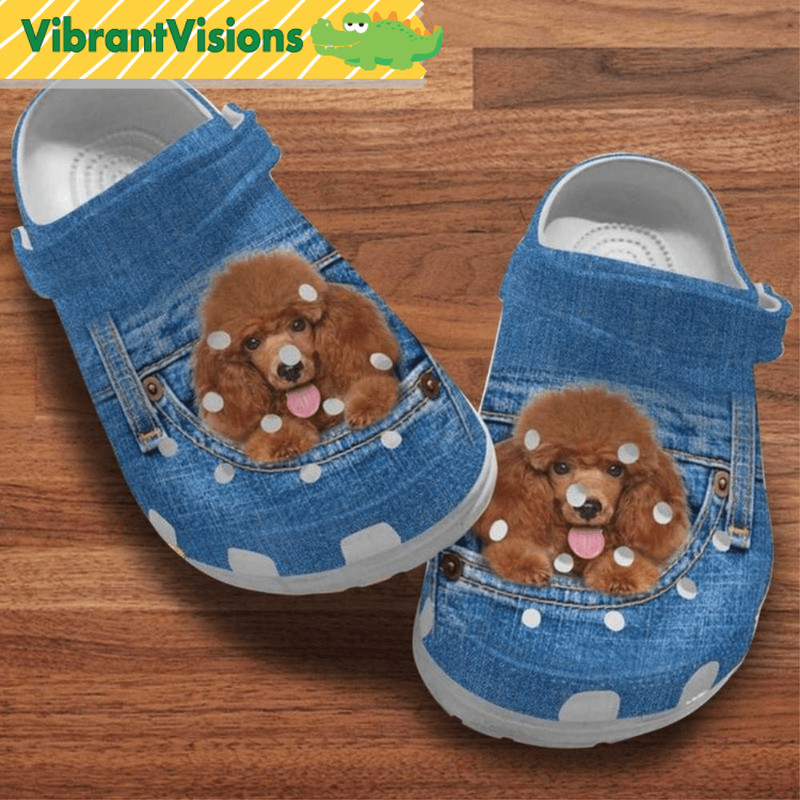 Poodle Dog Denim Pattern Crocs 0