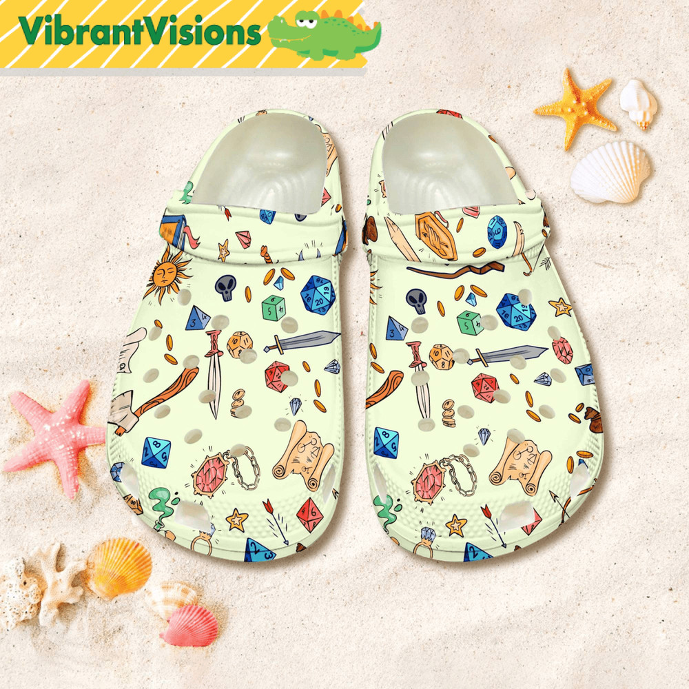 Dungeons And Dragons Clog Shoes Dungeons Dice Sandal Shoes Gift For Him Funny Gamer Shoes Summer Sh 0