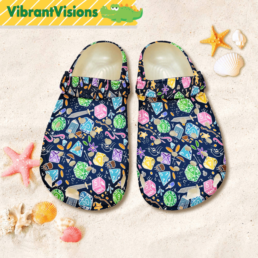 Dungeons And Dragons Clog Shoes Dungeons Dice Sandal Shoes Gift For Him Funny Gamer Shoes Summer Sh 0