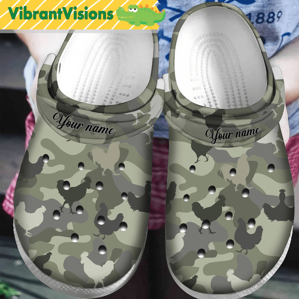 Chicken Camo Farmer Clog Shoes Chicken Sandal Shoes Gift For Women Gift For Farmer Funny Chicken Sh 0