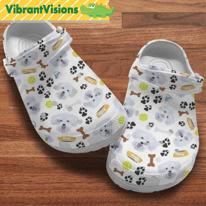 Maltese Face Dog Paw And Bones Pattern Crocs 0