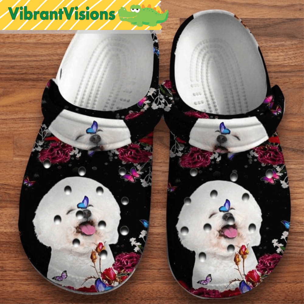 Happy Bichon Smile Dog In Crocs 0