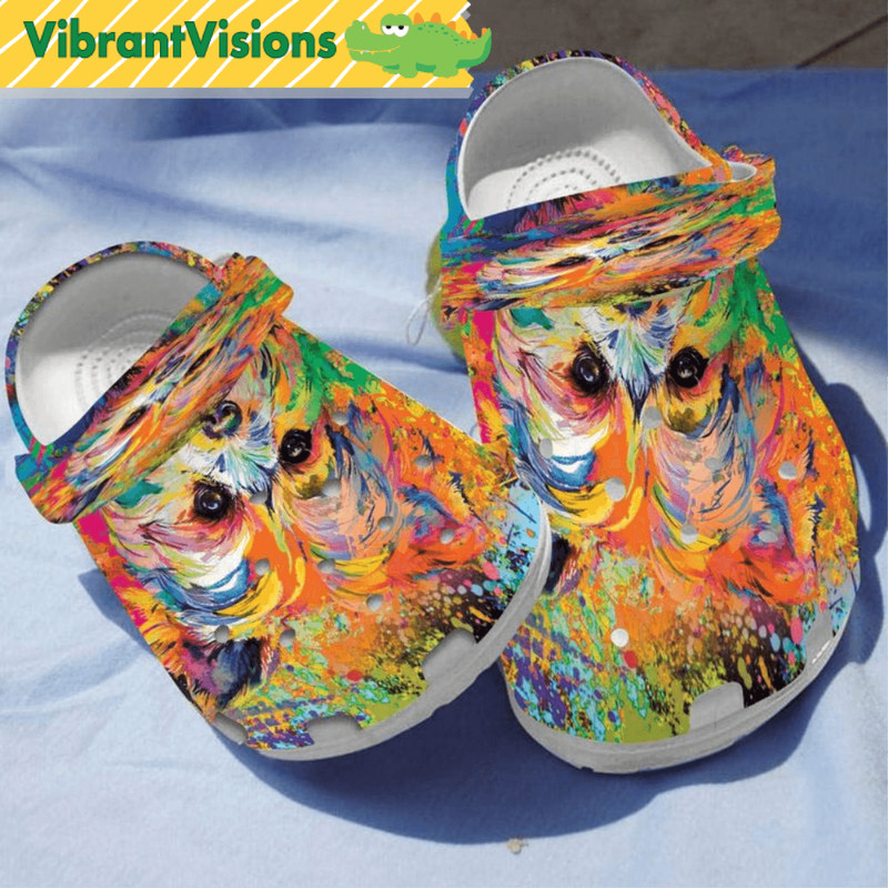 Funny Yorkshire Portrait Painted Dog Crocs 0