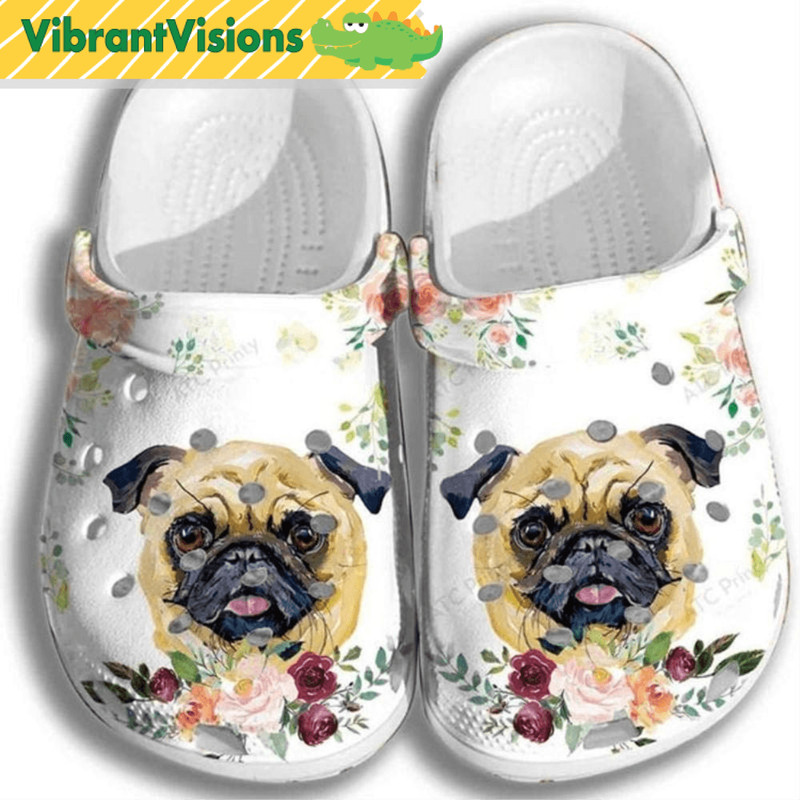 Funny Pug Puppy Rose Dog Crocs 0