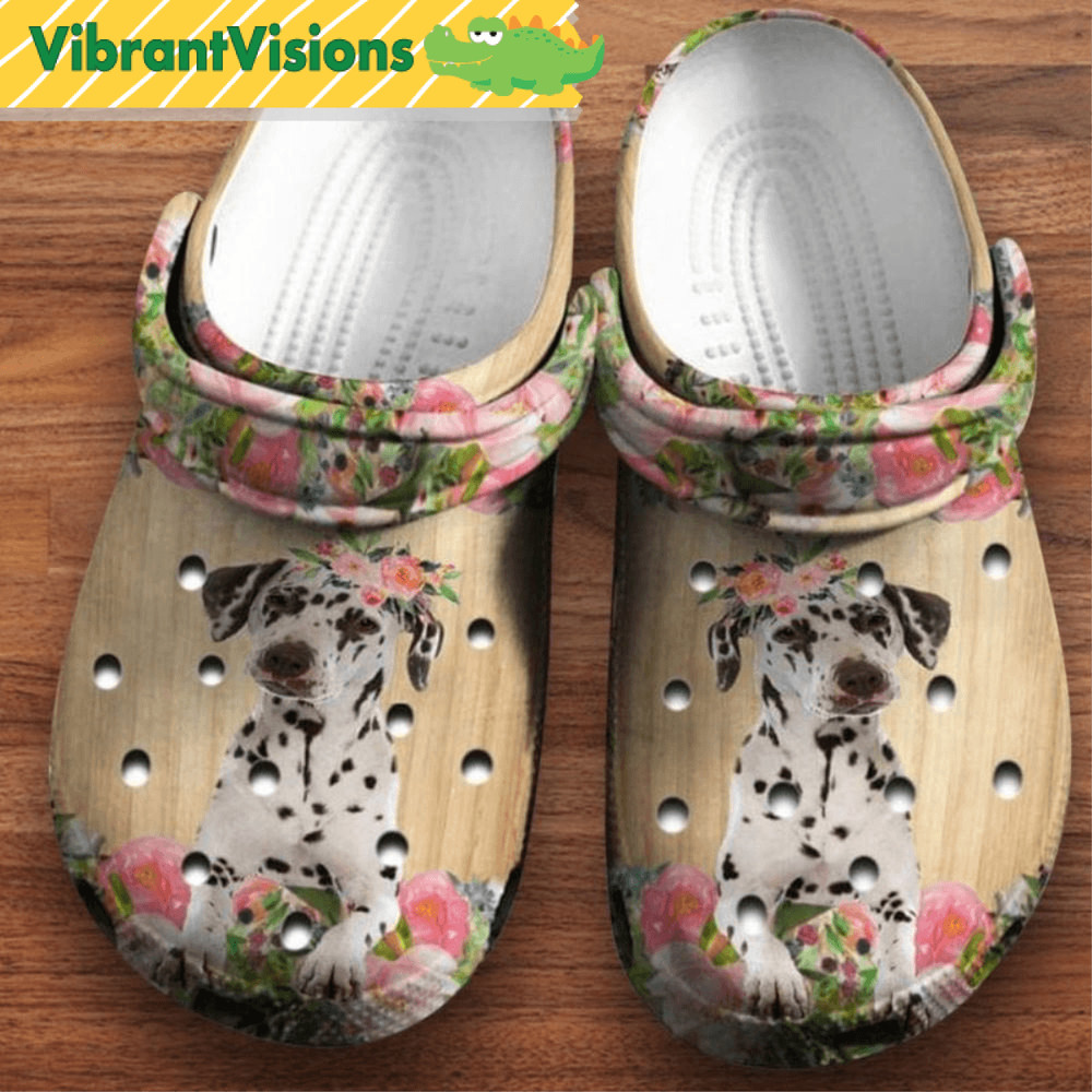 Funny Dalmatian Flower Crocs 0