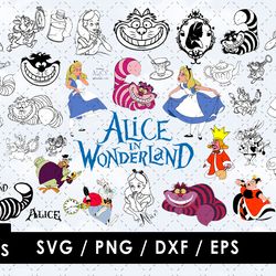 alice in wonderland svg files, alice wonderland png file, vector png image, svg cut file for cricut, clipart bundle pack