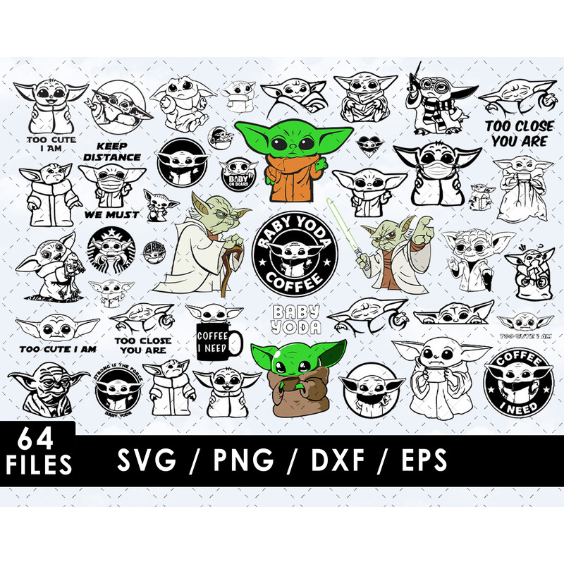 Baby Yoda Svg Files, Baby Yoda Png Files, Vector Png Images, SVG Cut File for Cricut, Clipart Bundle Pack