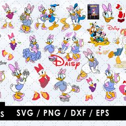 daisy duck svg files, daisy duck png files, vector png images, svg cut file for cricut, clipart bundle pack