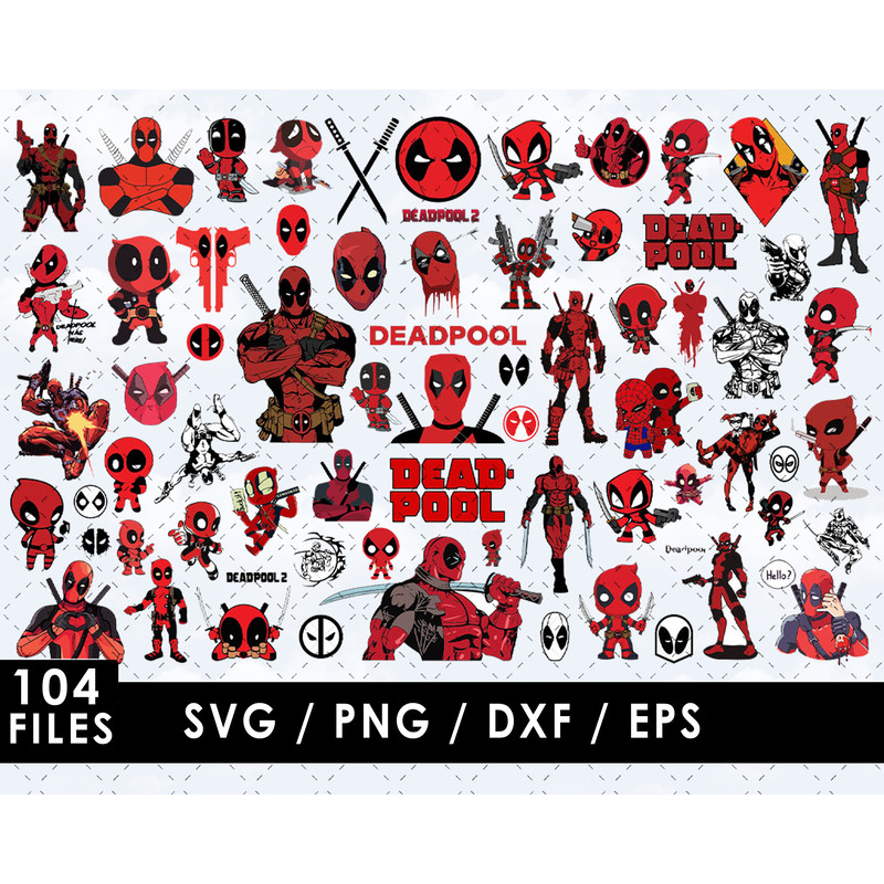 Deadpool Svg Files, Deadpool Png Files, Vector Png Images, SVG Cut File for Cricut, Clipart Bundle Pack