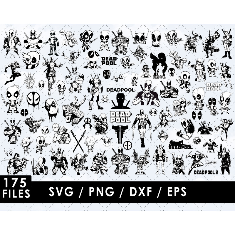 Deadpool Svg Files, Deadpool Png Files, Vector Png Images, SVG Cut File for Cricut, Clipart Bundle Pack