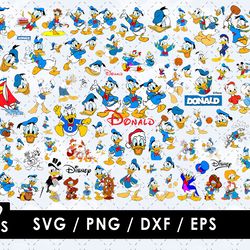 donald duck svg files, donald duck png files, vector png images, svg cut file for cricut, clipart bundle pack