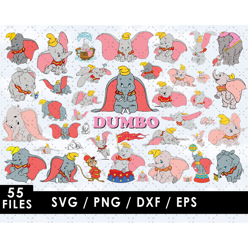 Dumbo Svg Files, Dumbo Png Files, Vector Png Images, SVG Cut File for Cricut, Clipart Bundle Pack