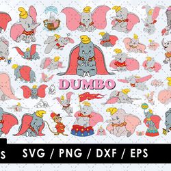 dumbo svg files, dumbo png files, vector png images, svg cut file for cricut, clipart bundle pack