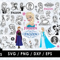 frozen svg files, frozen png files, vector png images, svg cut file for cricut, clipart bundle pack