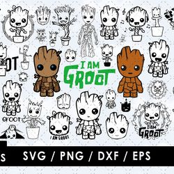 groot svg files, groot png files, vector png images, svg cut file for cricut, clipart bundle pack