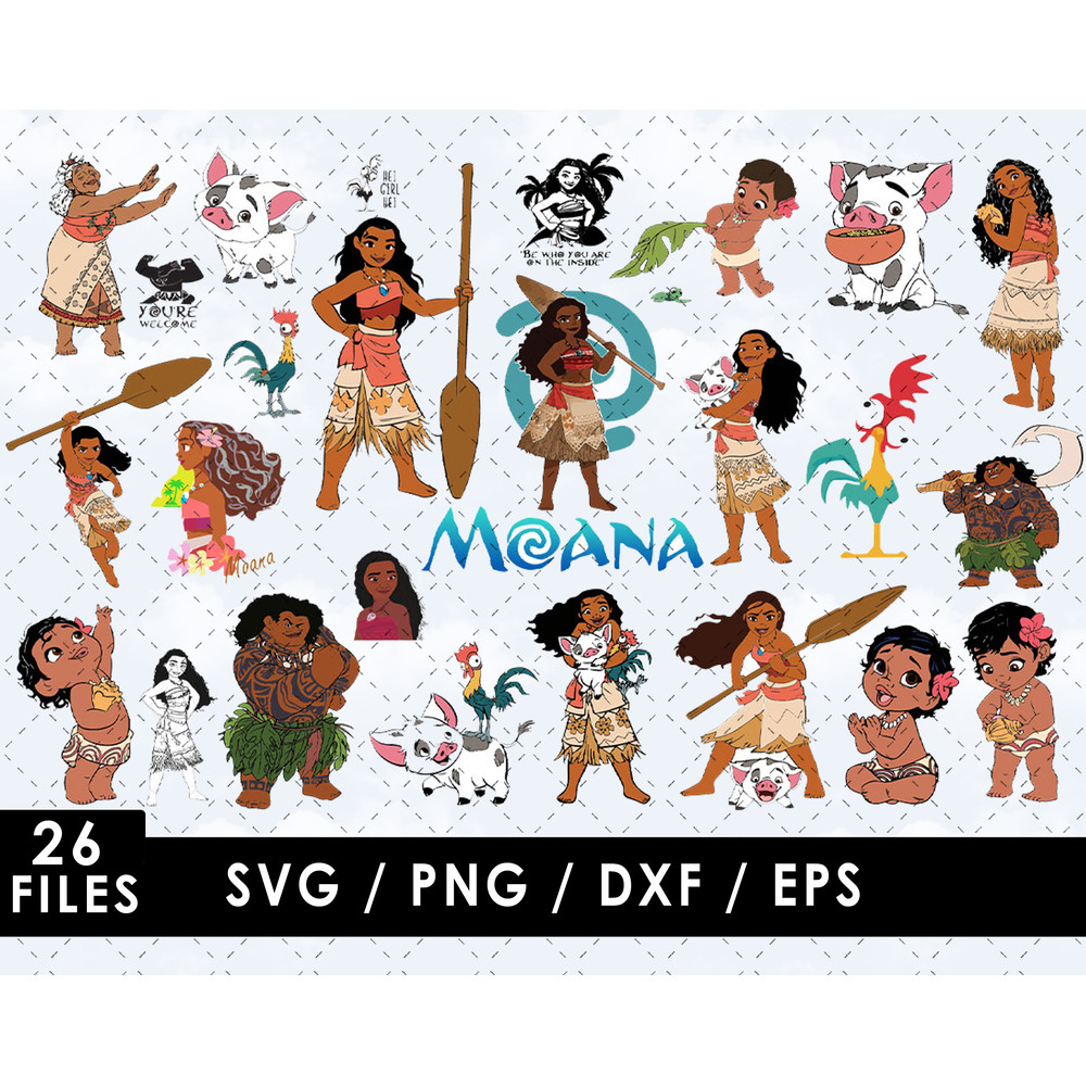 Moana Svg Files, Moana Png Files, Vector Png Images, SVG Cut File for Cricut, Clipart Bundle Pack