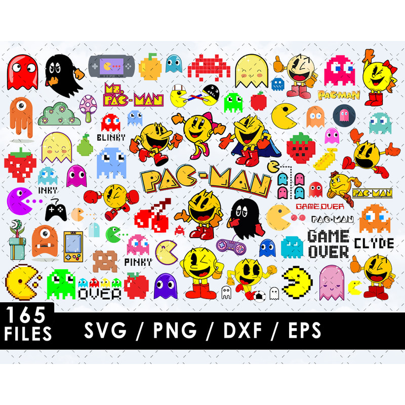 Pacman Svg Files, Pacman Png Files, Vector Png Images, SVG Cut File for Cricut, Clipart Bundle Pack