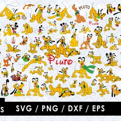 pluto svg files, pluto png files, vector png images, svg cut file for cricut, clipart bundle pack