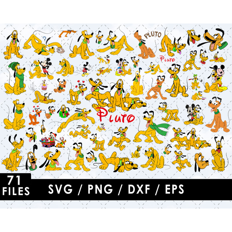 Pluto Svg Files, Pluto Png Files, Vector Png Images, SVG Cut File for Cricut, Clipart Bundle Pack