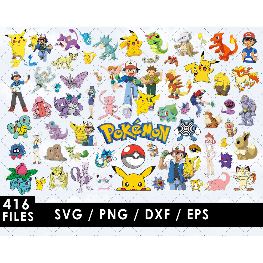 Pokemon Svg Files, Pokemon Png Files, Vector Png Images, SVG Cut File for Cricut, Clipart Bundle Pack