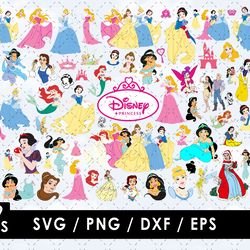 princess svg files, princess png files, vector png images, svg cut file for cricut, clipart bundle pack