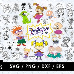 rugrats svg files, rugrats png files, vector png images, svg cut file for cricut, clipart bundle pack