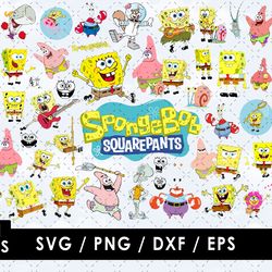 spongebob svg files, spongebob png file, vector png images, svg cut file for cricut, clipart bundle pack