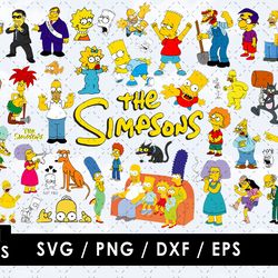 the simpsons svg files, the simpsons png file, vector png images, svg cut file for cricut, clipart bundle pack