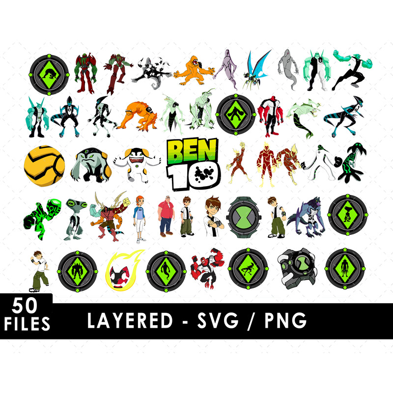 Ben 10 Svg Files, Ben 10 Png Files, Vector Png Images, SVG Cut File for Cricut, Clipart Bundle Pack