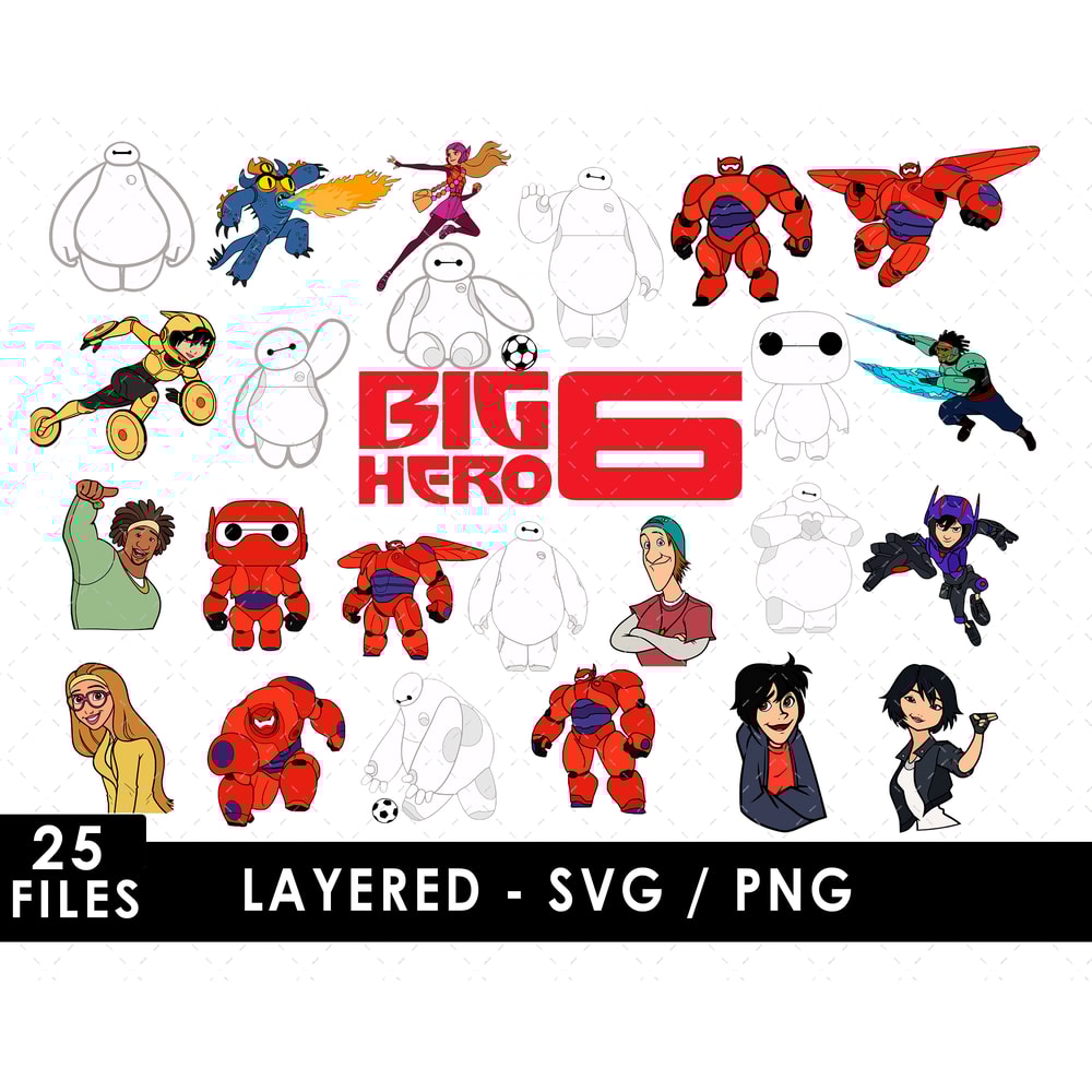 Big Hero 6 Svg Files, Big Hero 6 Png Files, Vector Png Images, SVG Cut File for Cricut, Clipart Bundle Pack