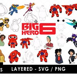 big hero 6 svg files, big hero 6 png files, vector png images, svg cut file for cricut, clipart bundle pack