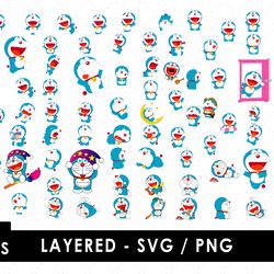 doraemon svg files, doraemon png files, vector png images, svg cut file for cricut, clipart bundle pack