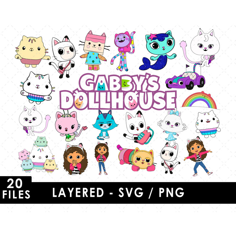 Gabby Dollhouse Svg Files, Gabby Dollhouse Png Files, Vector Png Images, SVG Cut File for Cricut, Clipart Bundle Pack