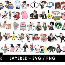 gravity falls svg files, gravity falls png files, vector png images, svg cut file for cricut, clipart bundle pack