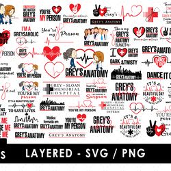grey anatomy svg files, grey anatomy png files, vector png images, svg cut file for cricut, clipart bundle pack