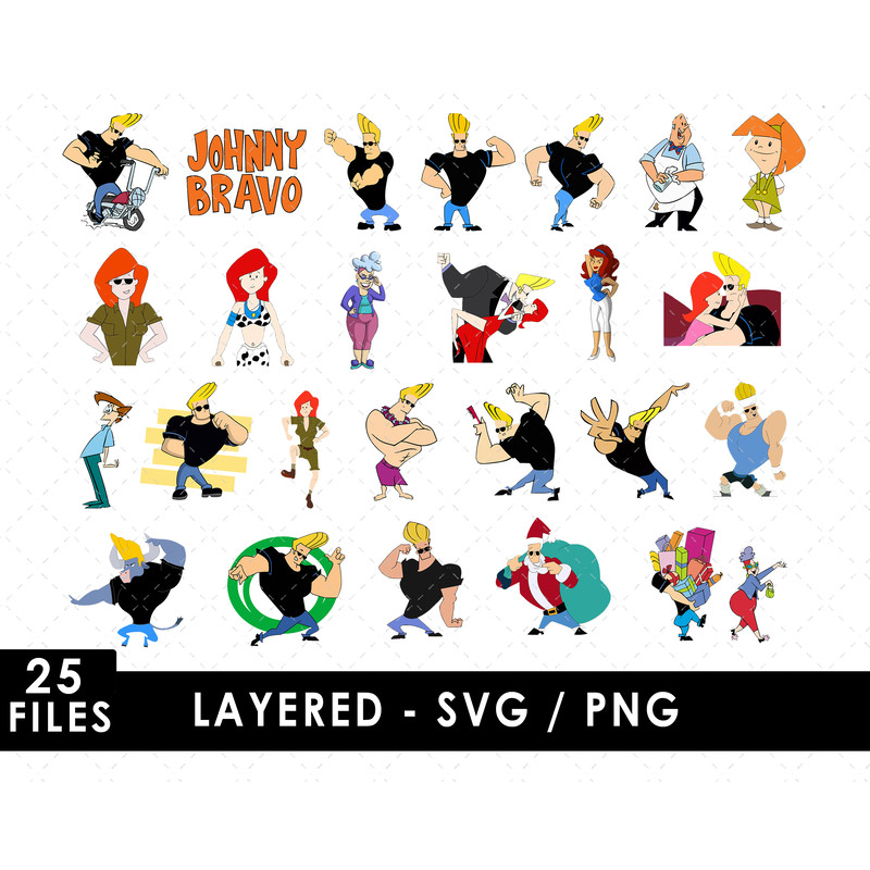 Johnny Bravo Svg Files, Johnny Bravo Png Files, Vector Png Images, SVG Cut File for Cricut, Clipart Bundle Pack