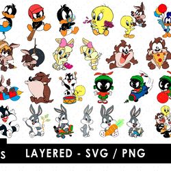 looney toons baby svg files, looney toons baby png file, vector png images, svg cut file for cricut, clipart bundle pack