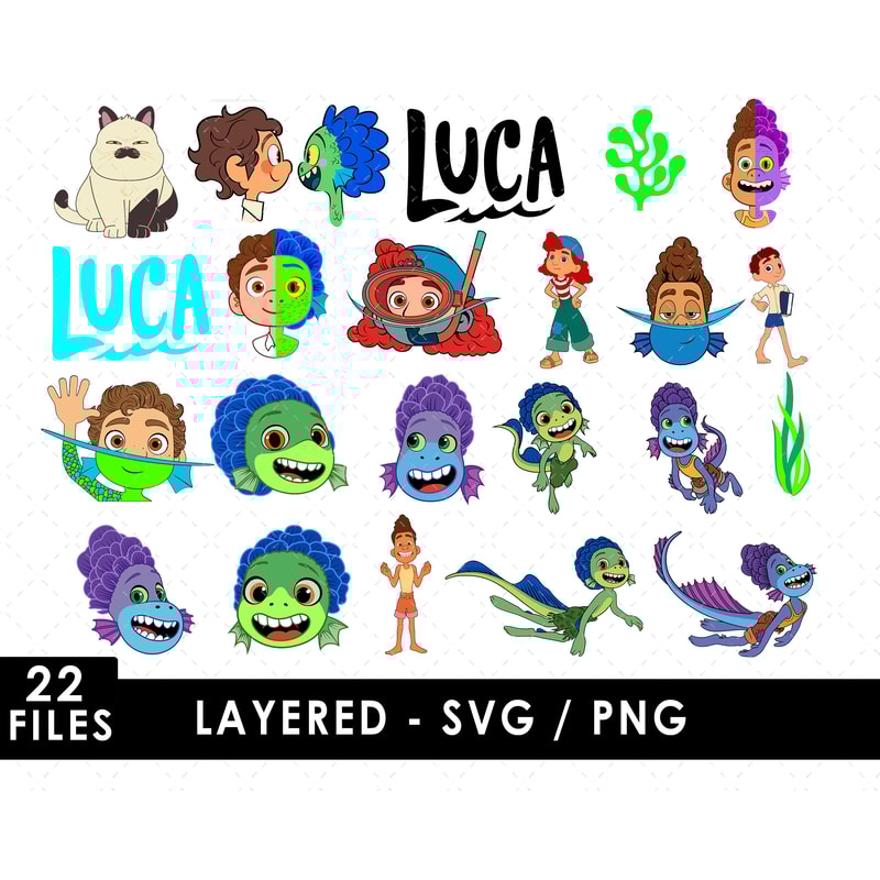 Luca Svg Files, Luca Png Files, Vector Png Images, SVG Cut File for Cricut, Clipart Bundle Pack