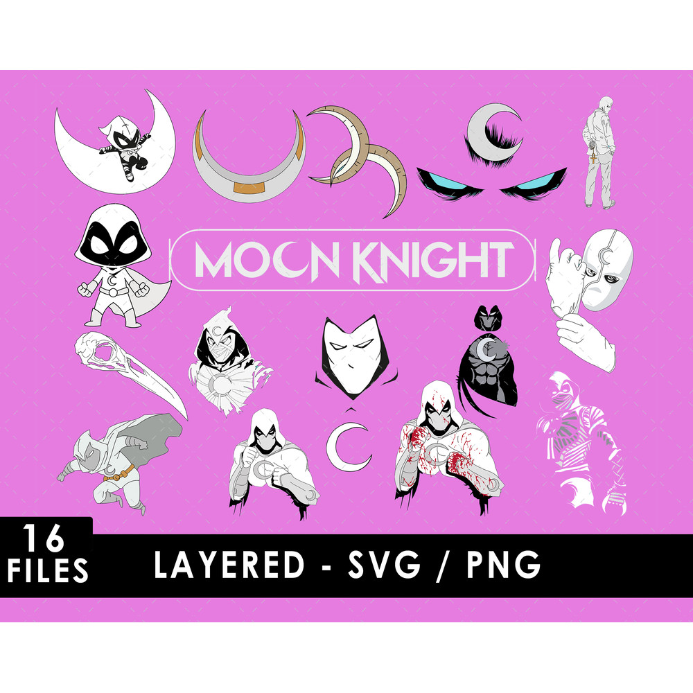 Moon Knight Svg Files, Moon Knight Png Files, Vector Png Images, SVG Cut File for Cricut, Clipart Bundle Pack