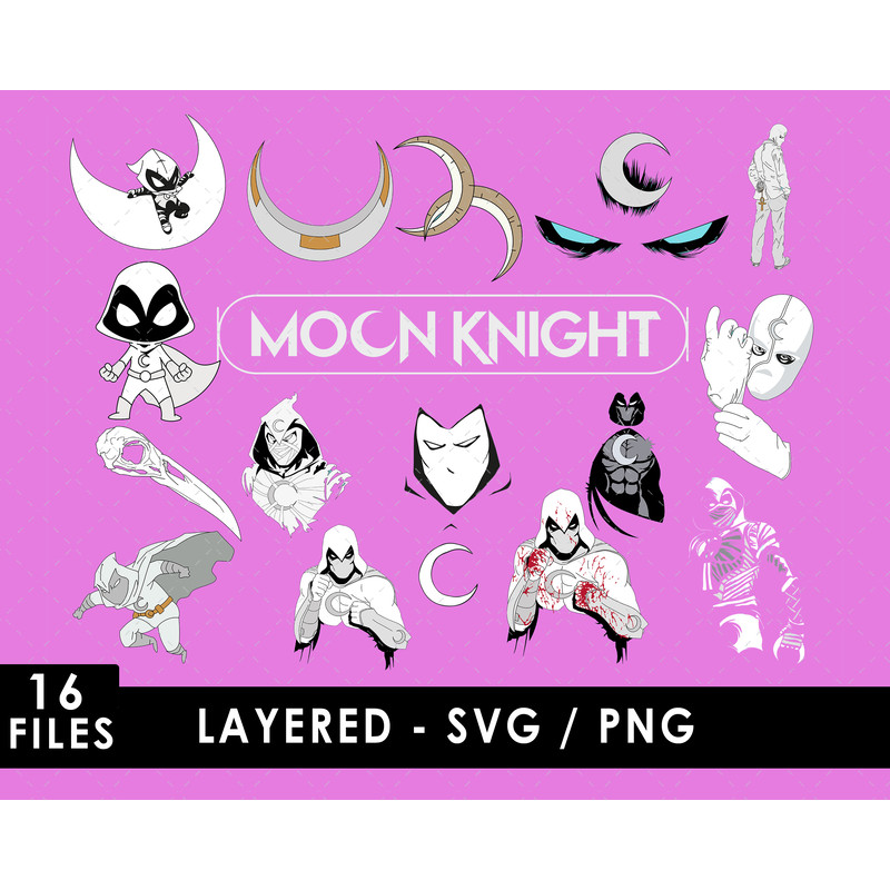 Moon Knight Svg Files, Moon Knight Png Files, Vector Png Images, SVG Cut File for Cricut, Clipart Bundle Pack