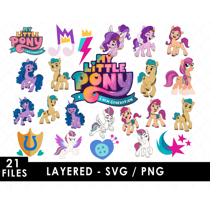 My Little Pony Svg Files, My Little Pony Png Files, Vector Png Images, SVG Cut File for Cricut, Clipart Bundle Pack