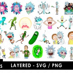 rick and morty svg files, rick and morty png files, vector png images, svg cut file for cricut, clipart bundle pack