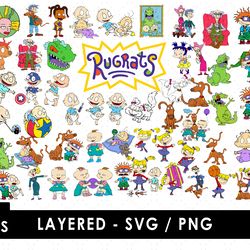 rugrats svg files, rugrats png files, vector png images, svg cut file for cricut, clipart bundle pack 2