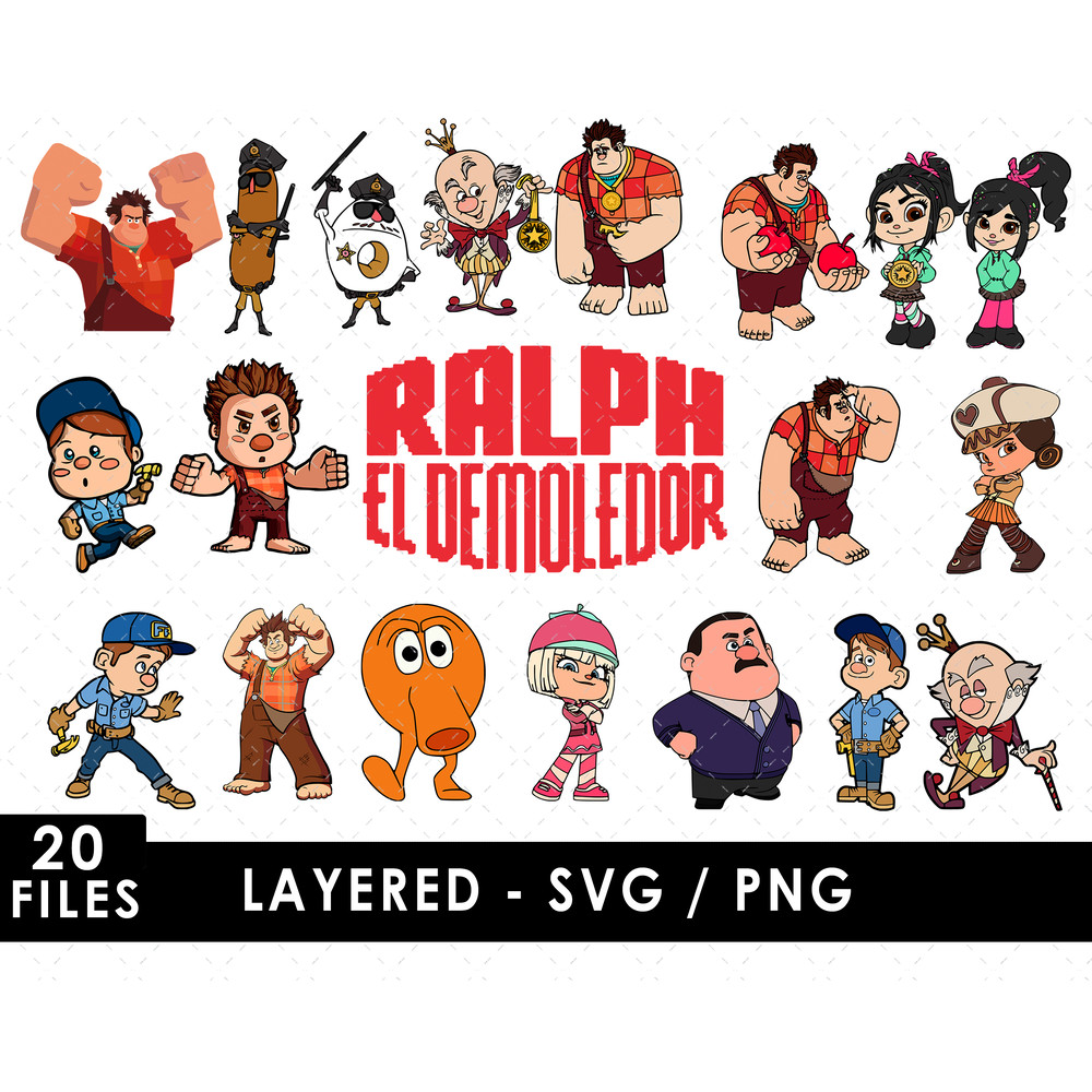 Wreck It Ralph Svg Files, Wreck It Ralph Png Files, Vector Png Images, SVG Cut File for Cricut, Clipart Bundle Pack