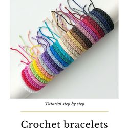 Crochet pattern bracelets PDF for beginners, DIY tutorial, Instruction step by step